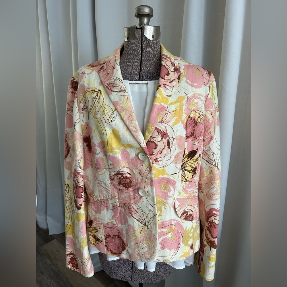 Ann Taylor Pink and Yellow Floral Blazer - Picture 2 of 4